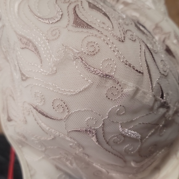 Playtex White beige embroidered underwire Bra 38DD side smoothing - Picture 3 of 5